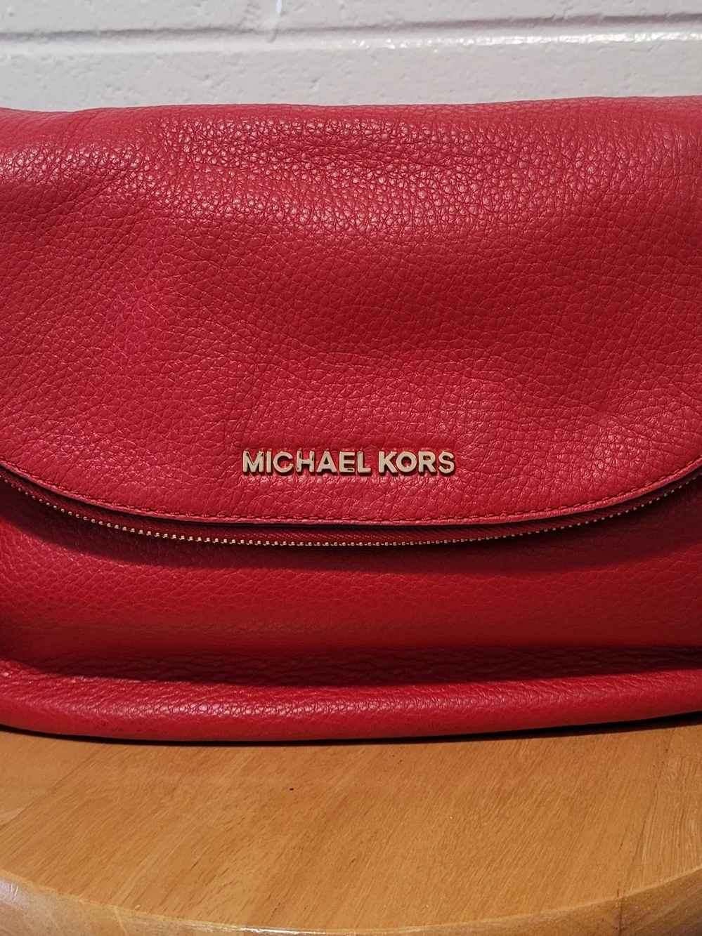 Michael Kors Red Leather Shoulder Bag with Tassel